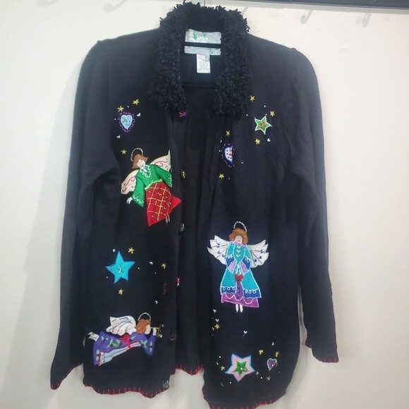 The Quacker Factory Angel Christmas cardigan size small - Picture 1 of 6